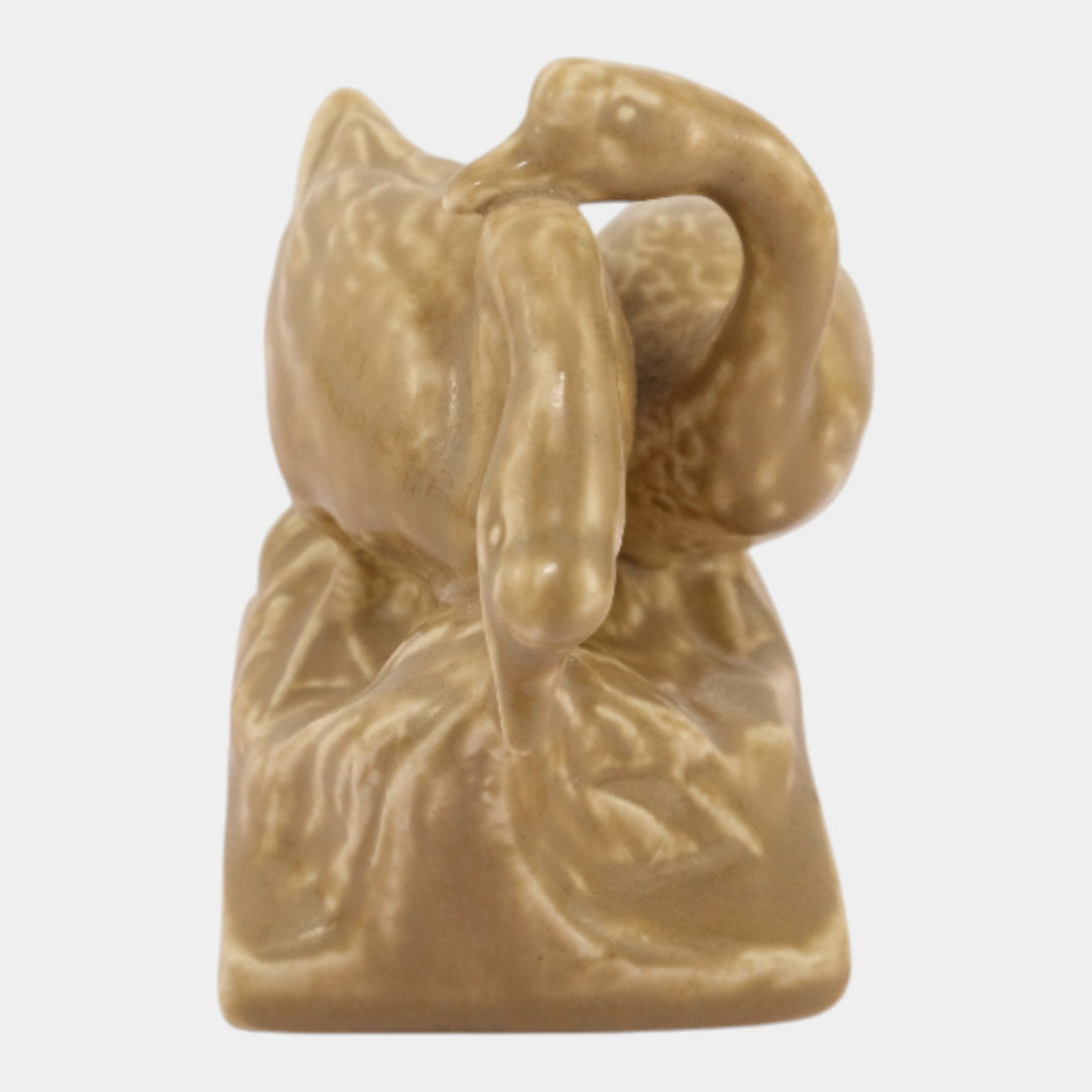 Rookwood 1928 Vintage Art Pottery Brown Two Geese Paperweight Figurine 1855