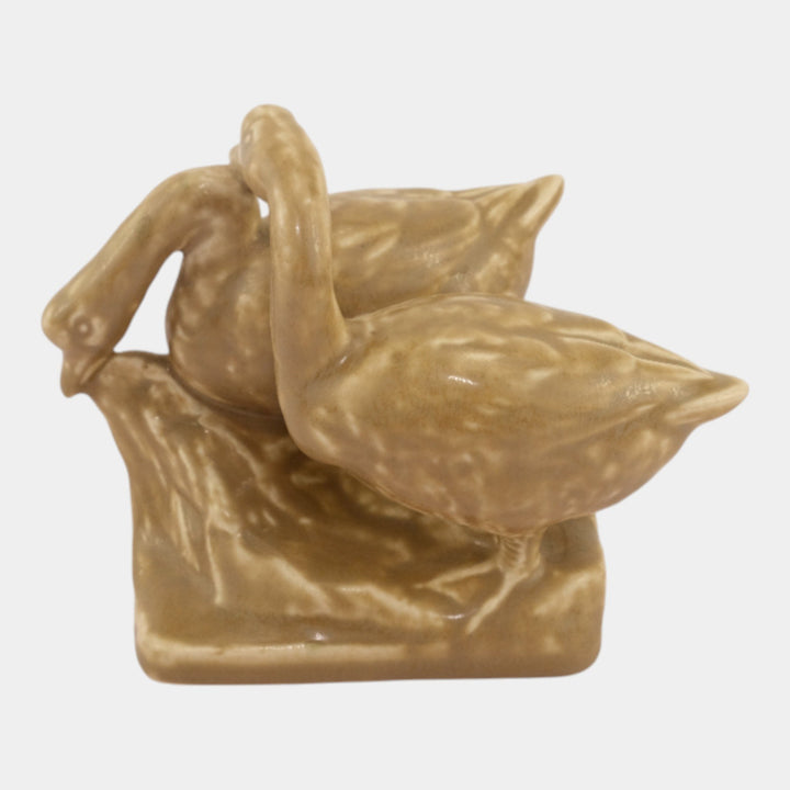 Rookwood 1928 Vintage Art Pottery Brown Two Geese Paperweight Figurine 1855