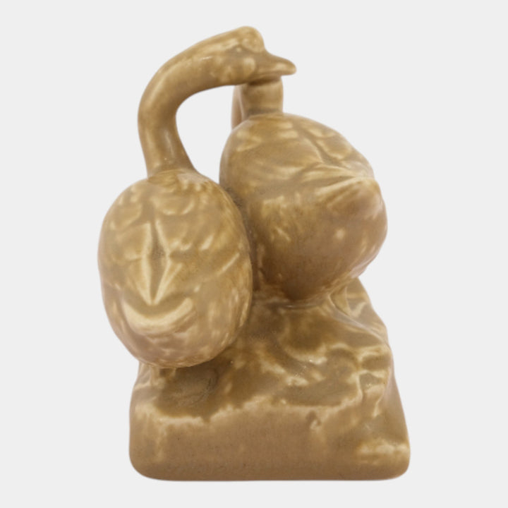 Rookwood 1928 Vintage Art Pottery Brown Two Geese Paperweight Figurine 1855