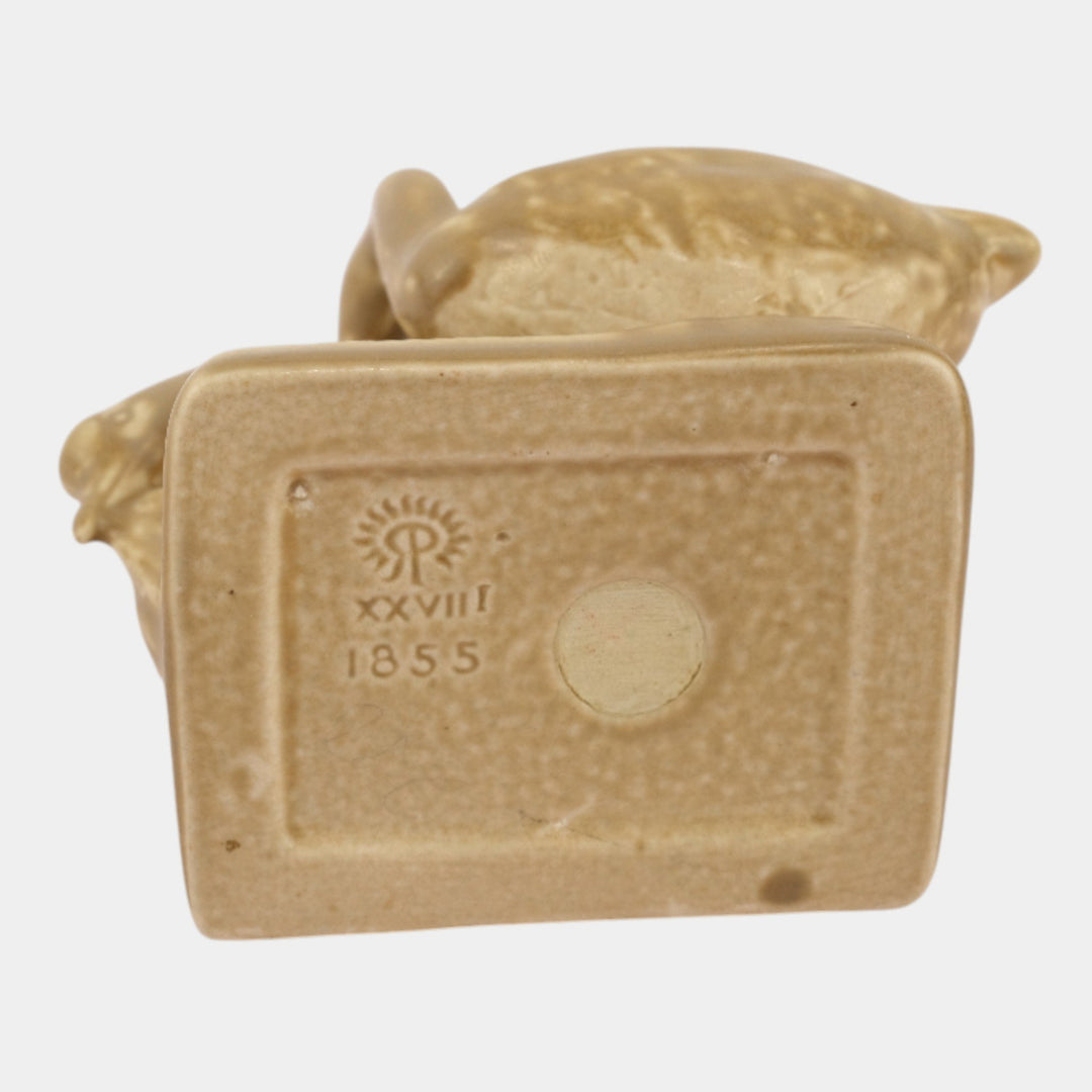 Rookwood 1928 Vintage Art Pottery Brown Two Geese Paperweight Figurine 1855