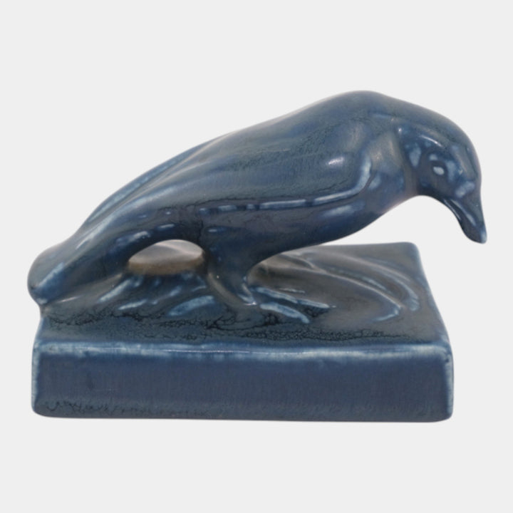 Rookwood 1921 Vintage Art Pottery Blue Rook Ceramic Paperweight Figurine 1623