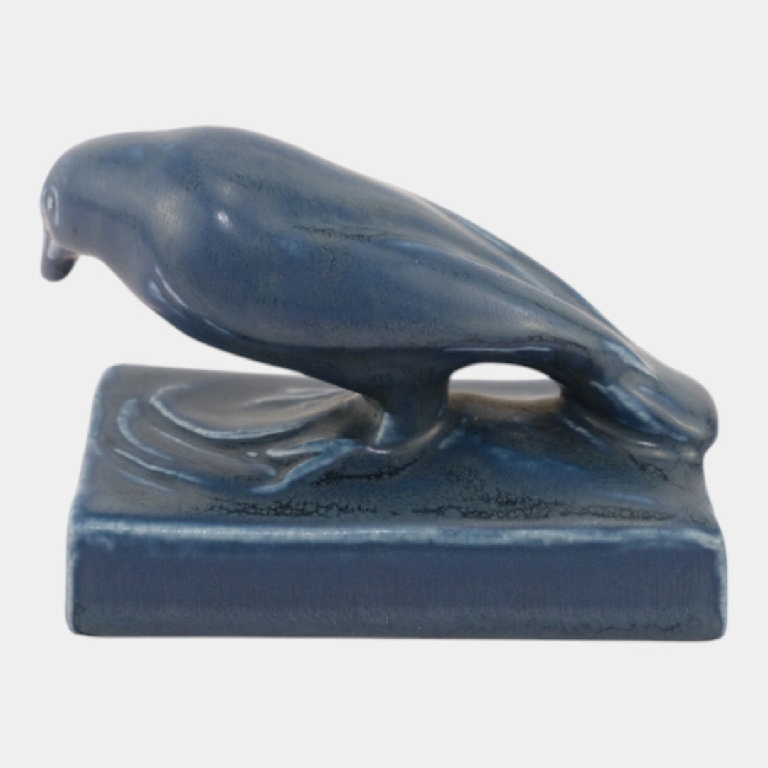 Rookwood 1921 Vintage Art Pottery Blue Rook Ceramic Paperweight Figurine 1623