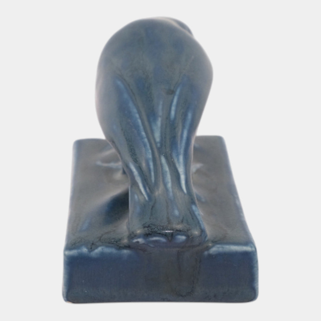 Rookwood 1921 Vintage Art Pottery Blue Rook Ceramic Paperweight Figurine 1623