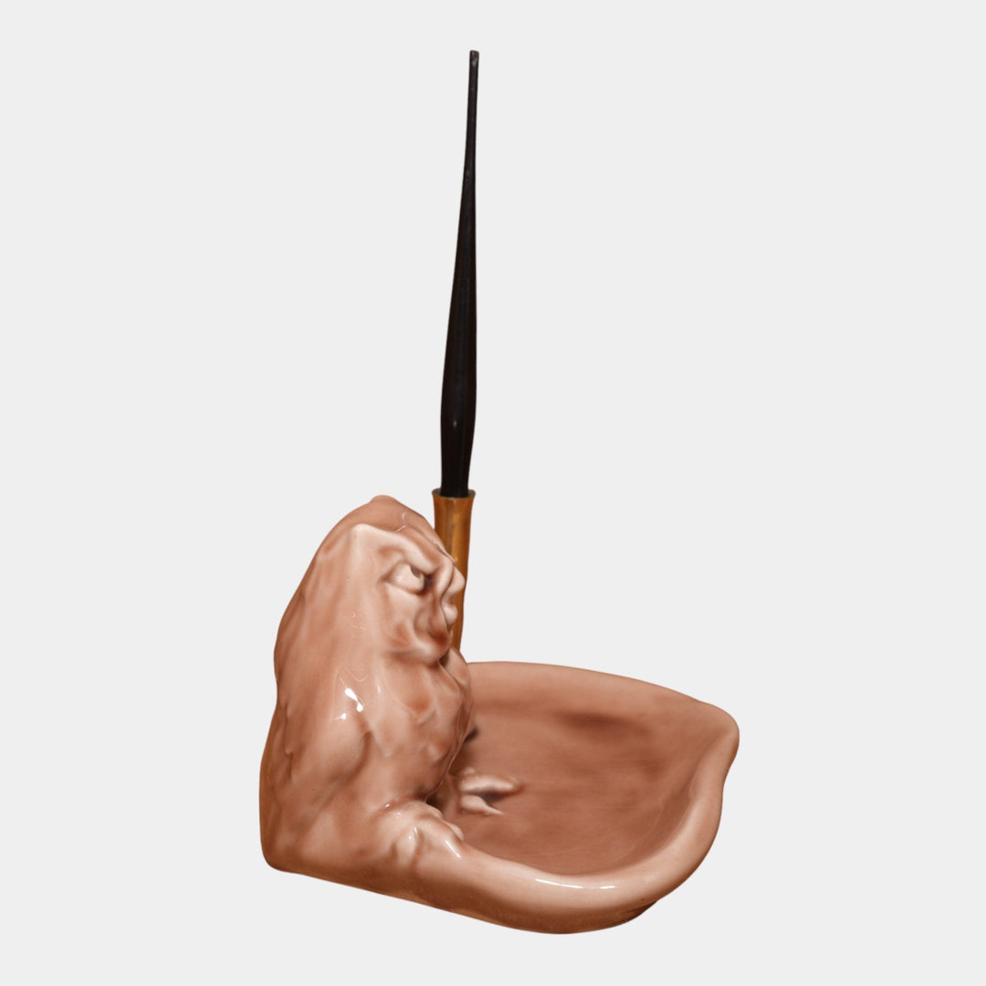 Rookwood Art Pottery 1951 Vintage Light Tan Ceramic Owl Pin Tray And Pen 1084