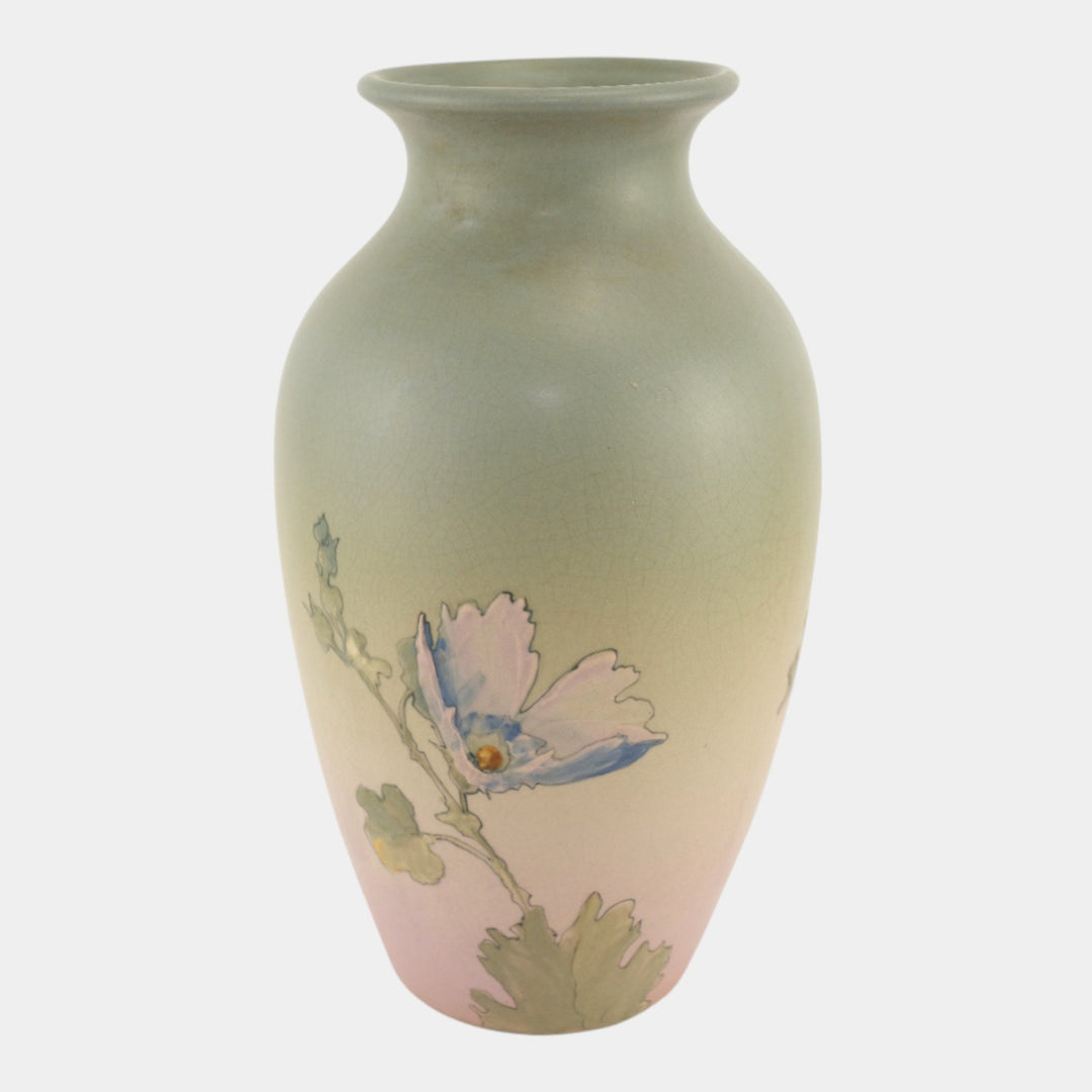 Weller Hudson 1920s Art Pottery Hand Painted Floral Large Vase Timberlake