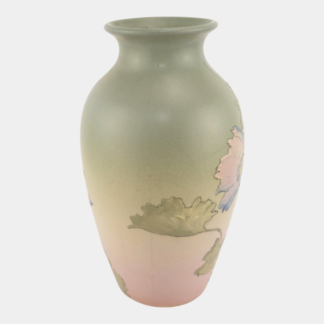 Weller Hudson 1920s Art Pottery Hand Painted Floral Large Vase Timberlake