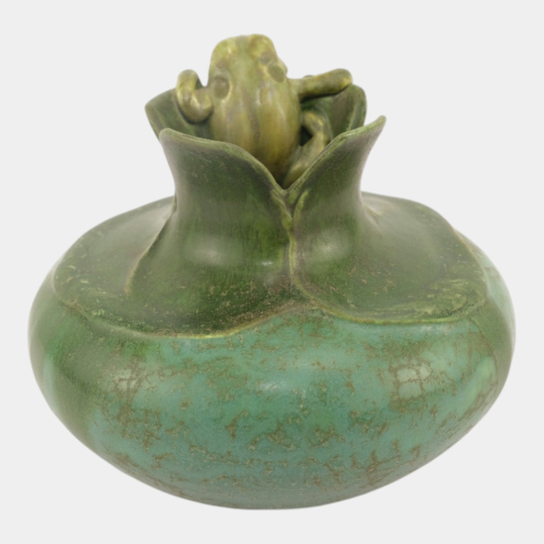 Ephraim Faience 2012 Art Pottery "Enchanted Frog" Frog And Lily Pad Ceramic Vase