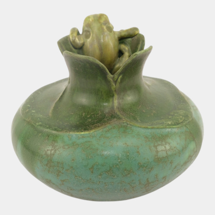 Ephraim Faience 2012 Art Pottery "Enchanted Frog" Frog And Lily Pad Ceramic Vase