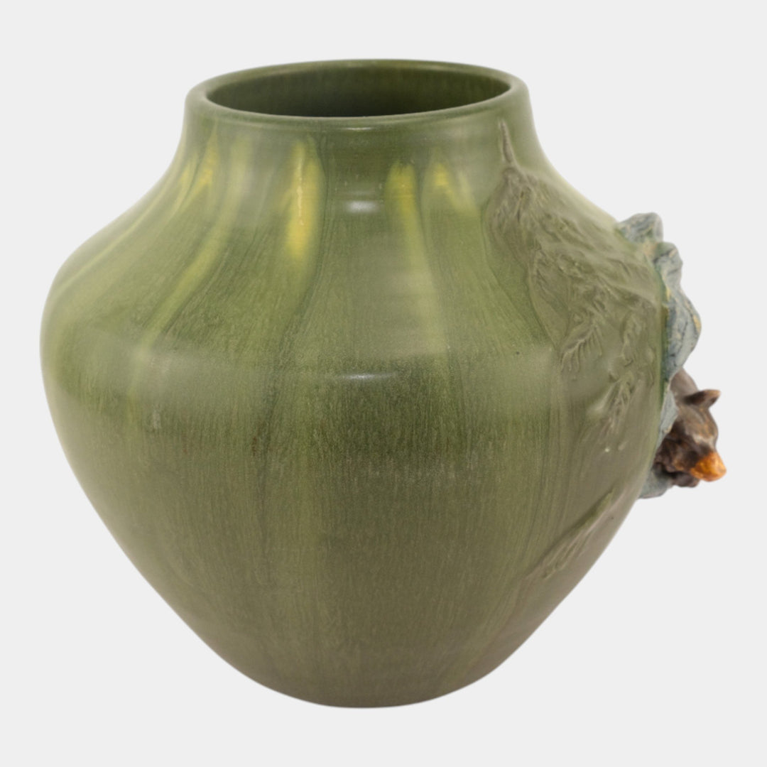 Ephraim Faience 2010 "Mountain Grizzly" Art Pottery Bear In Cave Ceramic Vase