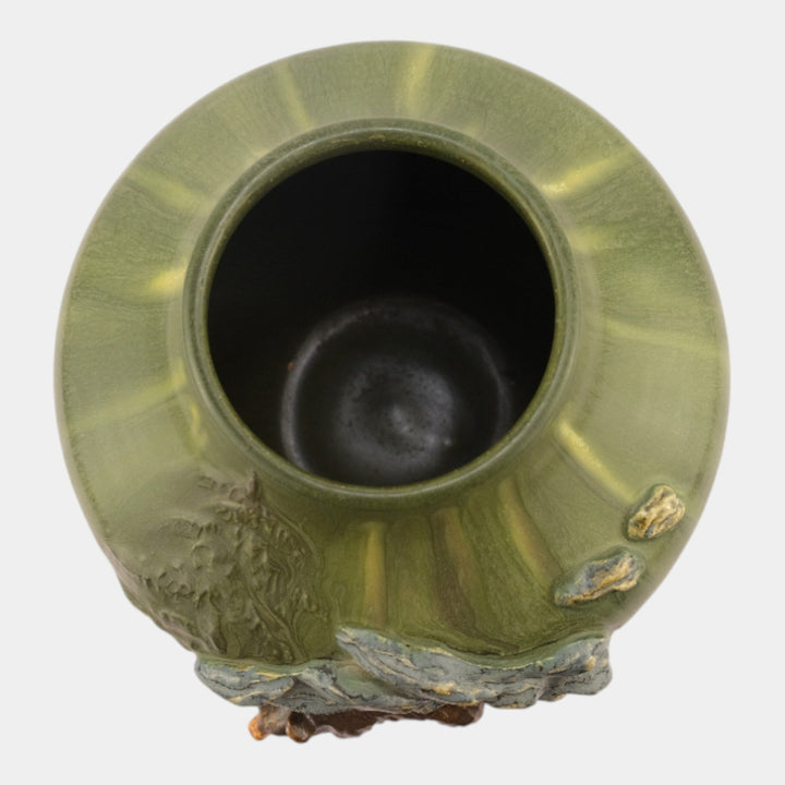 Ephraim Faience 2010 "Mountain Grizzly" Art Pottery Bear In Cave Ceramic Vase