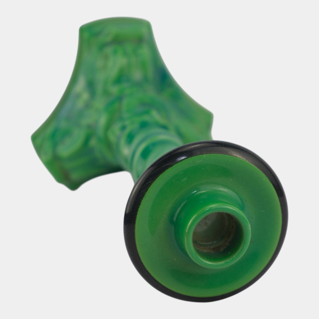 Rookwood Pottery 1919 Art Deco Brilliant Green Dolphin Base Candle Holder 2464