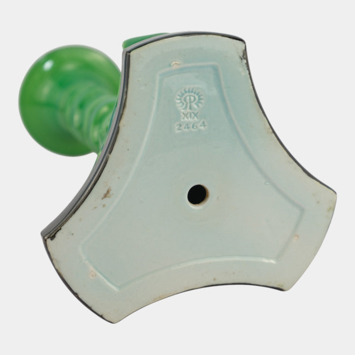 Rookwood Pottery 1919 Art Deco Brilliant Green Dolphin Base Candle Holder 2464