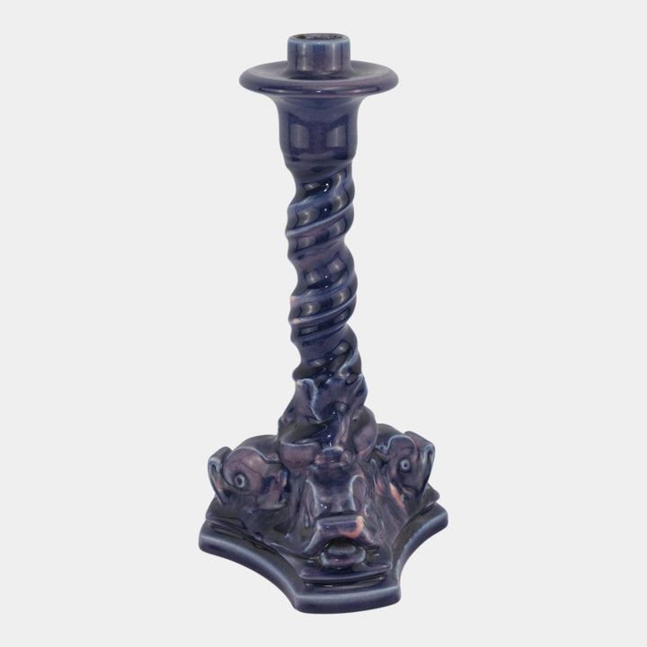 Rookwood Pottery 1919 Art Deco Deep Purple Dolphin Base Candle Holder 2464
