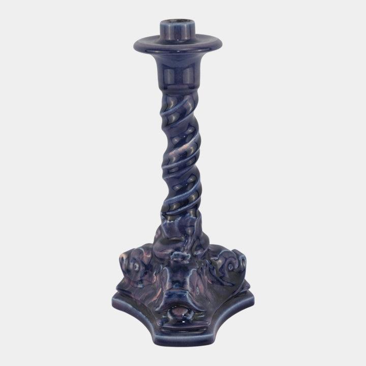 Rookwood Pottery 1919 Art Deco Deep Purple Dolphin Base Candle Holder 2464
