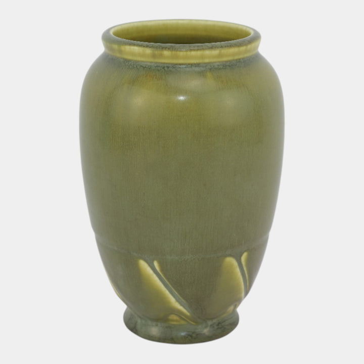 Rookwood 1927 Vintage Arts And Crafts Pottery Green Twisted Base Vase 2283