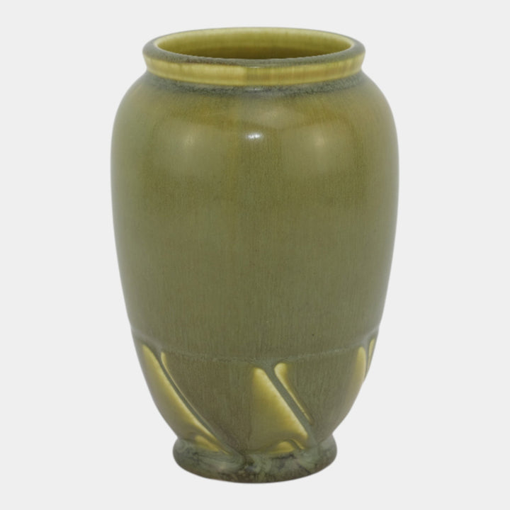 Rookwood 1927 Vintage Arts And Crafts Pottery Green Twisted Base Vase 2283