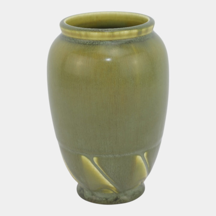 Rookwood 1927 Vintage Arts And Crafts Pottery Green Twisted Base Vase 2283