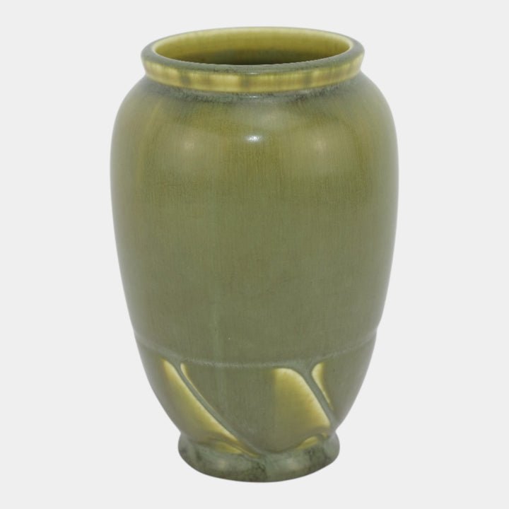 Rookwood 1927 Vintage Arts And Crafts Pottery Green Twisted Base Vase 2283