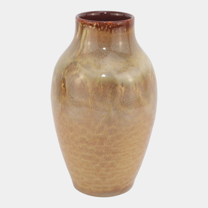 Rookwood 1953 Vintage Mid Century Modern Pottery Mottled Brown Vase Menzel