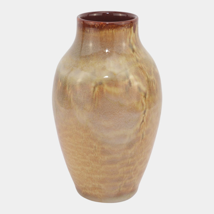 Rookwood 1953 Vintage Mid Century Modern Pottery Mottled Brown Vase Menzel