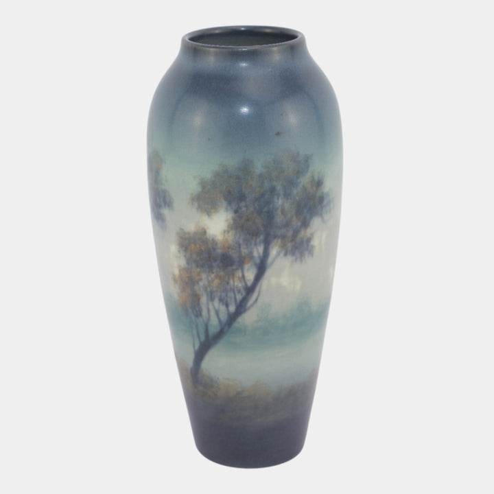 Rookwood 1905 Arts And Crafts Pottery Scenic Vellum Blue Vase 295E Hurley