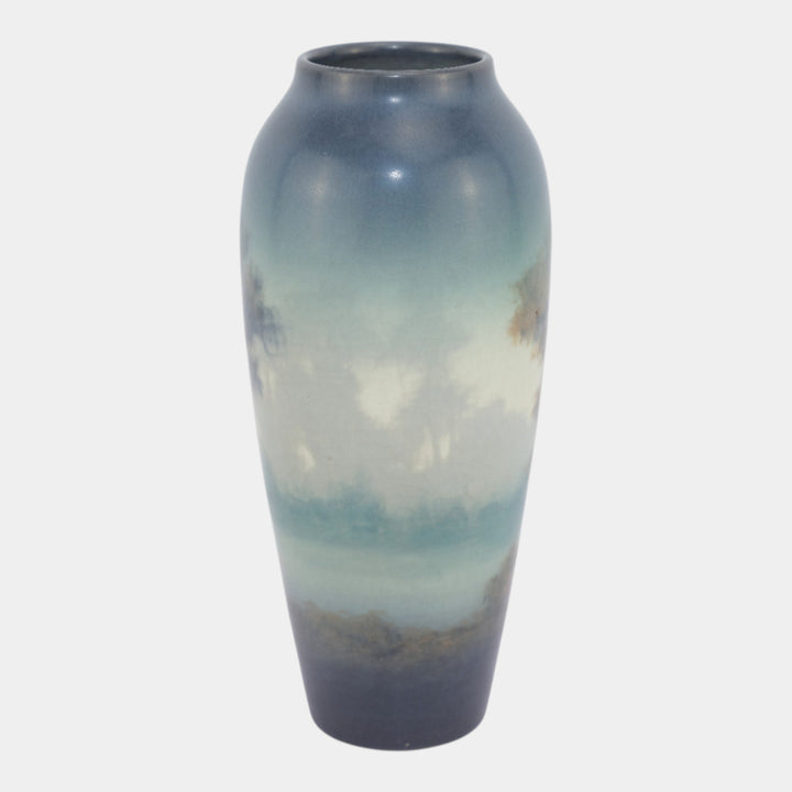 Rookwood 1905 Arts And Crafts Pottery Scenic Vellum Blue Vase 295E Hurley