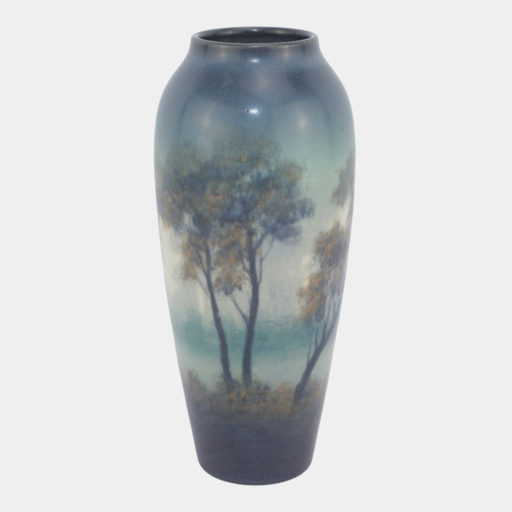 Rookwood 1905 Arts And Crafts Pottery Scenic Vellum Blue Vase 295E Hurley