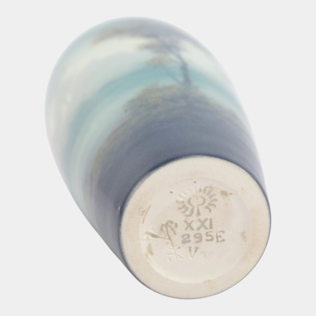 Rookwood 1905 Arts And Crafts Pottery Scenic Vellum Blue Vase 295E Hurley