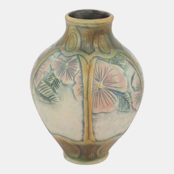 Calmwater Designs Stephanie Young Studio Art Pottery Green Floral Ceramic Vase