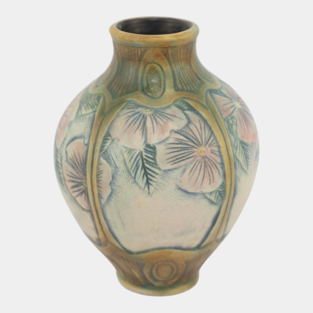 Calmwater Designs Stephanie Young Studio Art Pottery Green Floral Ceramic Vase