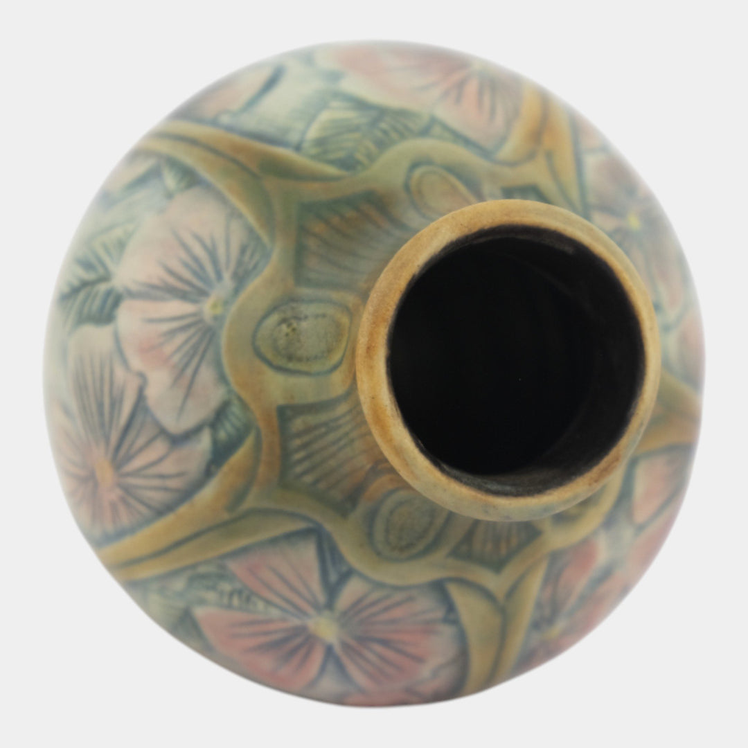 Calmwater Designs Stephanie Young Studio Art Pottery Green Floral Ceramic Vase