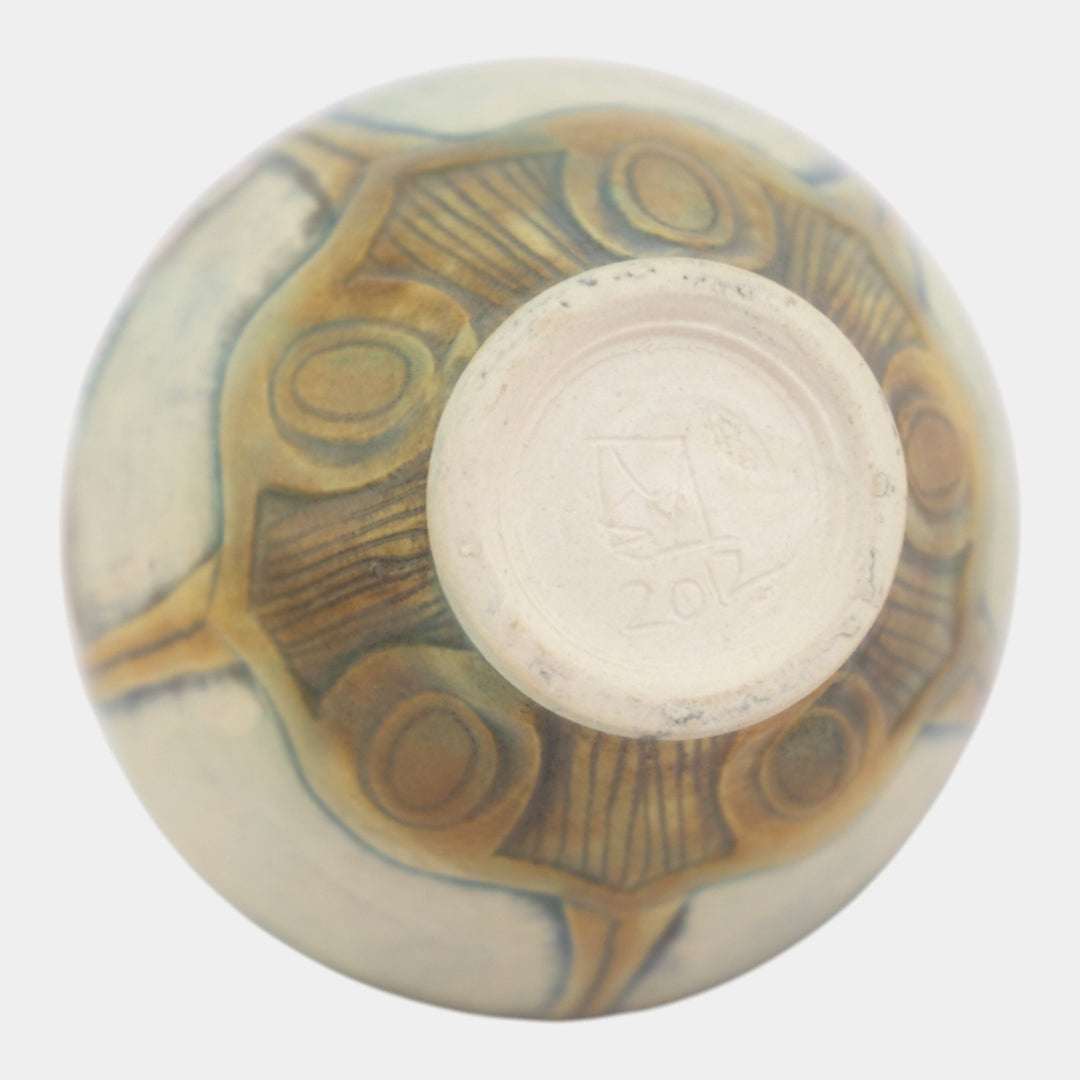 Calmwater Designs Stephanie Young Studio Art Pottery Green Floral Ceramic Vase