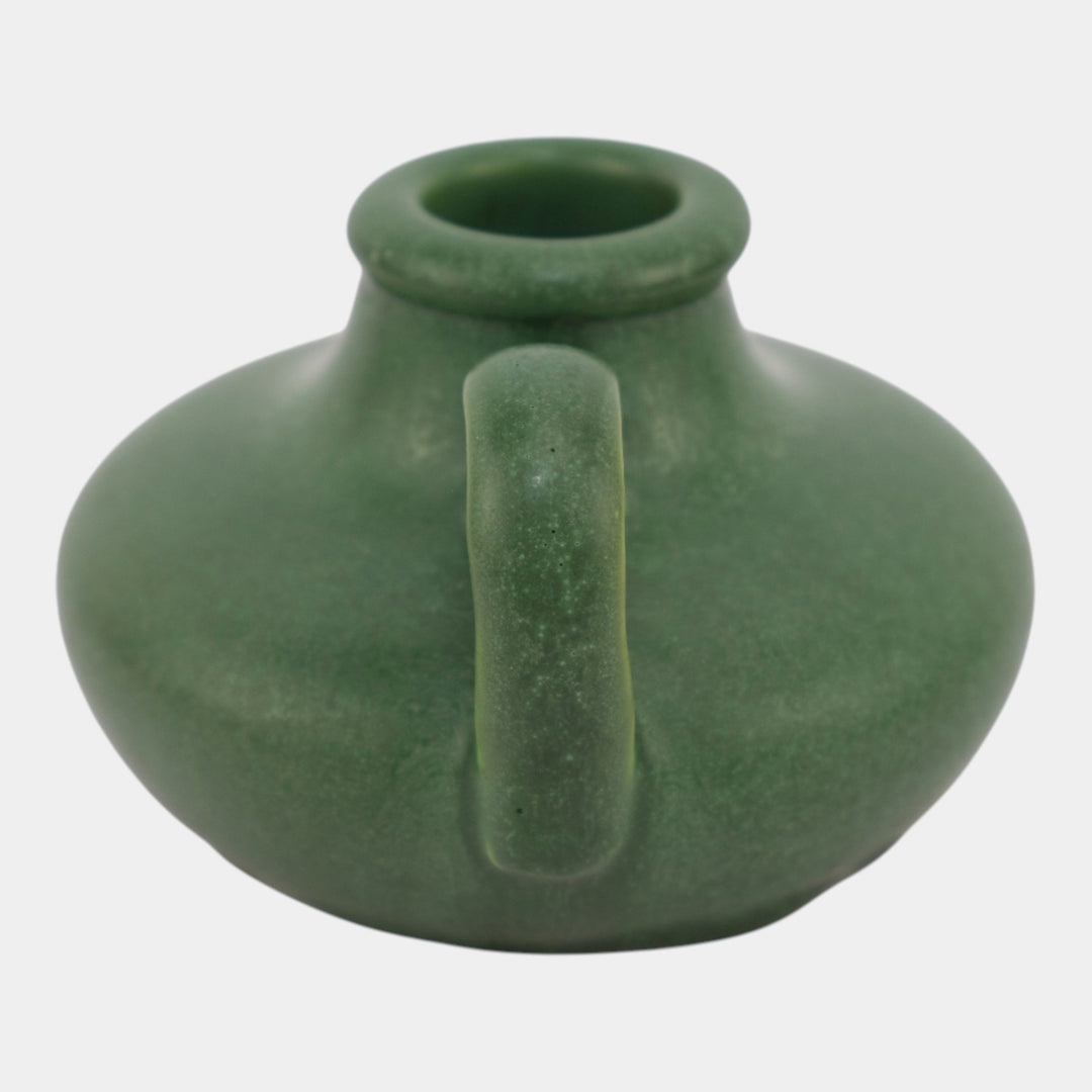 Hampshire 1900s Vintage Arts And Crafts Pottery Matte Green Chamberstick 145