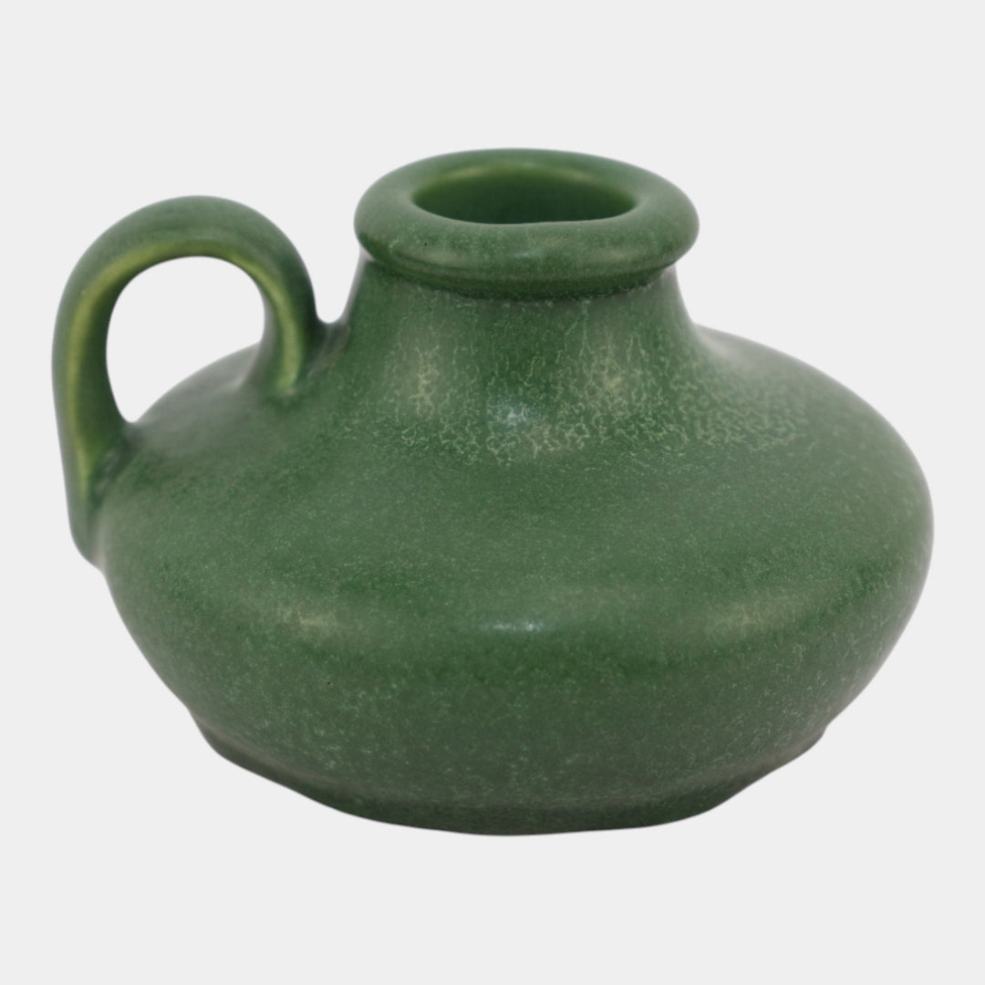 Hampshire 1900s Vintage Arts And Crafts Pottery Matte Green Chamberstick 145