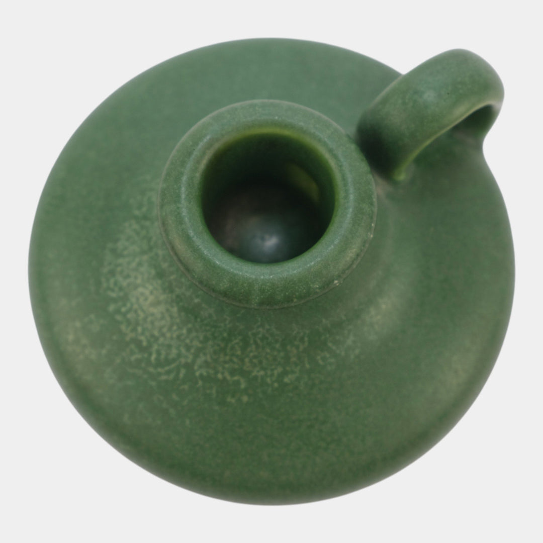 Hampshire 1900s Vintage Arts And Crafts Pottery Matte Green Chamberstick 145