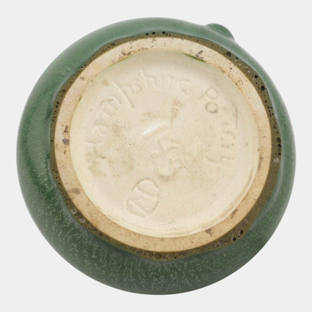 Hampshire 1900s Vintage Arts And Crafts Pottery Matte Green Chamberstick 145