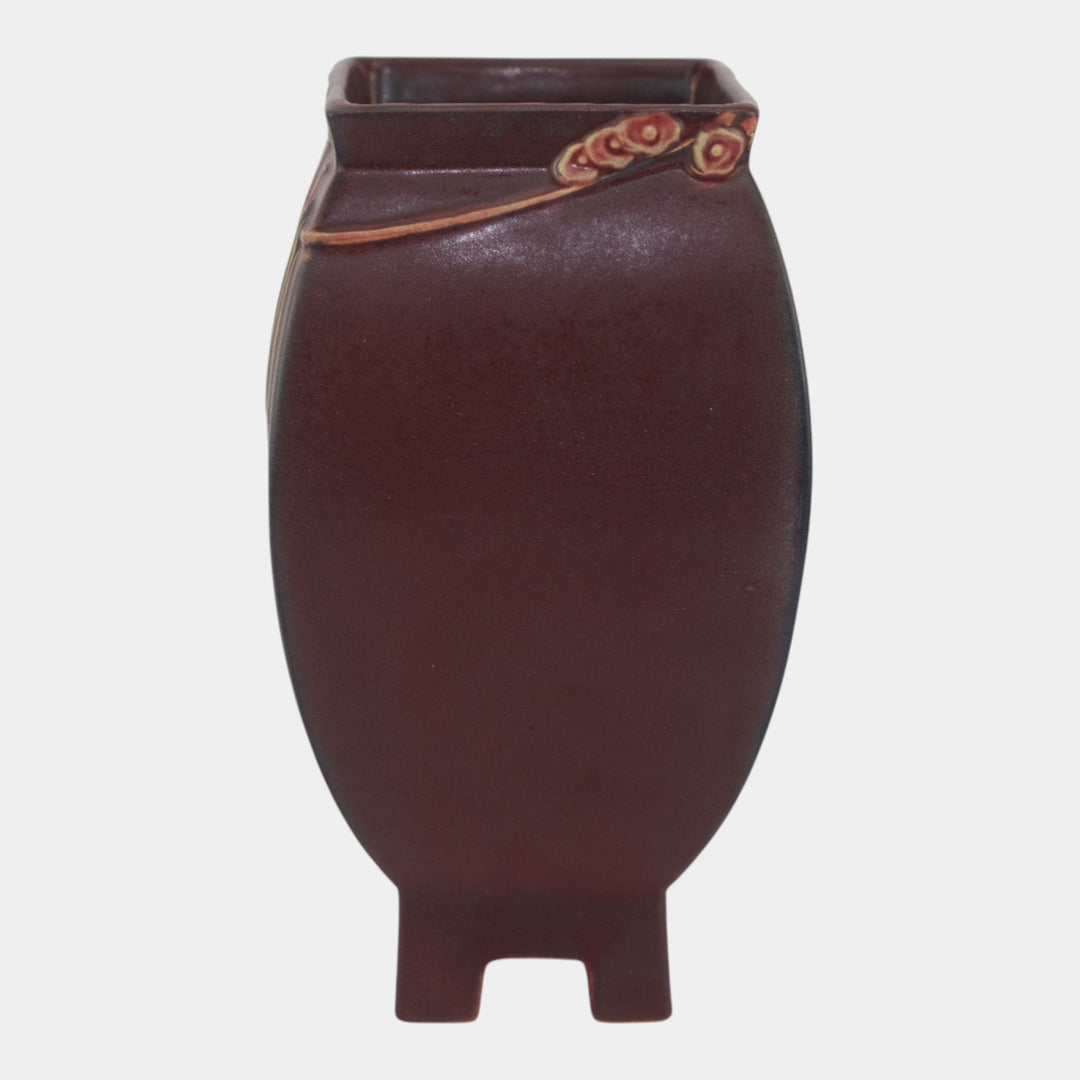 Roseville Futura Red 1928 Art Deco Pottery Chinese Footed Ceramic Vase 430-9