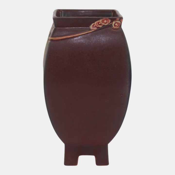 Roseville Futura Red 1928 Art Deco Pottery Chinese Footed Ceramic Vase 430-9