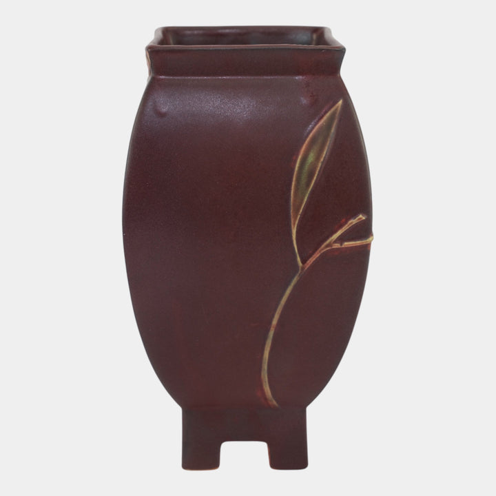 Roseville Futura Red 1928 Art Deco Pottery Chinese Footed Ceramic Vase 430-9