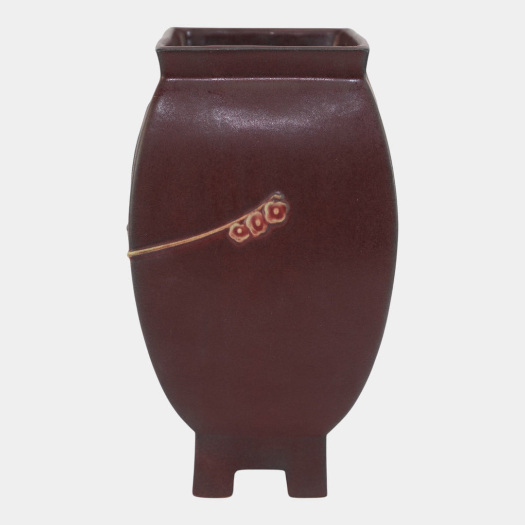 Roseville Futura Red 1928 Art Deco Pottery Chinese Footed Ceramic Vase 430-9