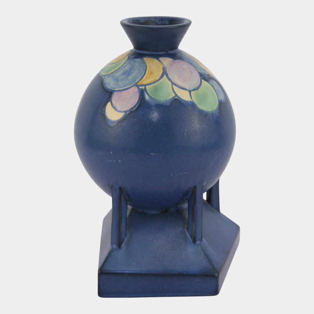Roseville Futura Blue 1928 Vintage Art Deco Pottery Balloons Globe Vase 404-8