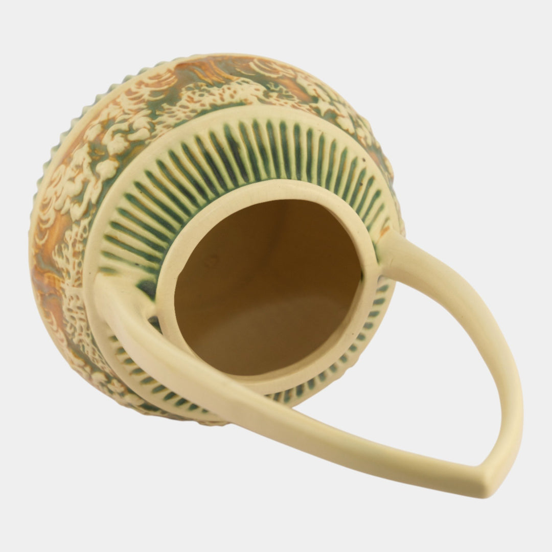 Roseville Donatello 1916 Vintage Art Pottery Green Brown Ceramic Basket 305-14