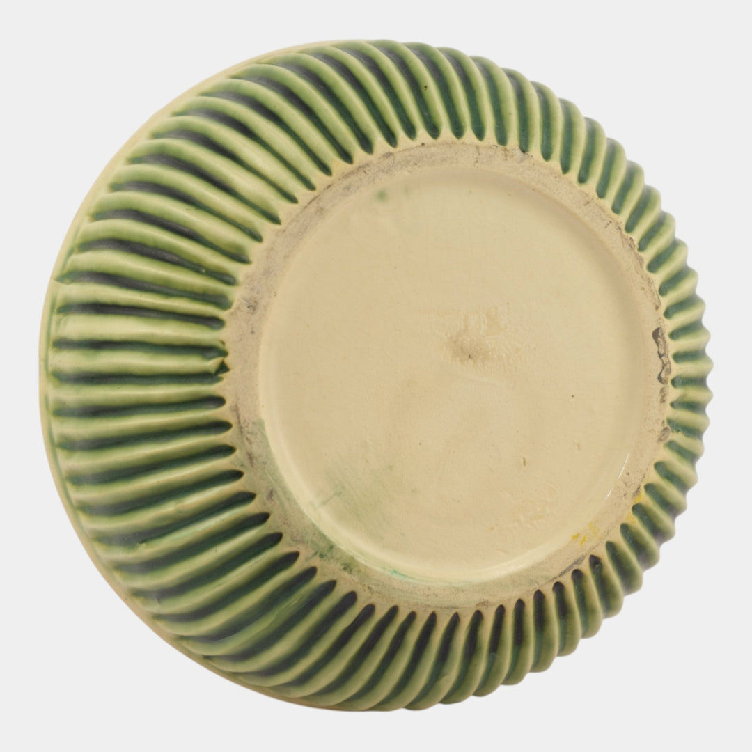 Roseville Donatello 1916 Vintage Art Pottery Green Brown Ceramic Basket 305-14