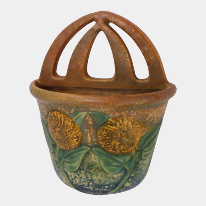 Roseville Sunflower 1930 Vintage Arts and Crafts Pottery Wall Pocket 1265-7