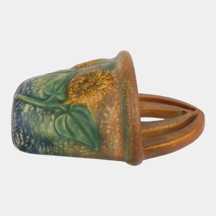 Roseville Sunflower 1930 Vintage Arts and Crafts Pottery Wall Pocket 1265-7