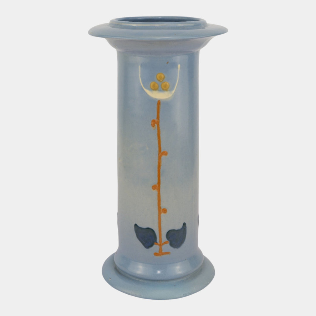 Roseville Aztec Blue 1905 Vintage Arts And Crafts Pottery Squeeze Bag Vase 1