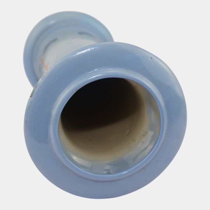 Roseville Aztec Blue 1905 Vintage Arts And Crafts Pottery Squeeze Bag Vase 1