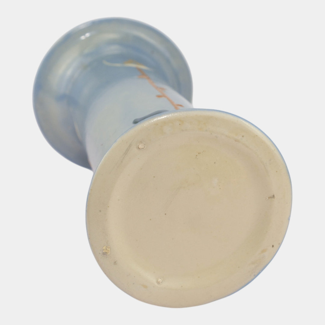 Roseville Aztec Blue 1905 Vintage Arts And Crafts Pottery Squeeze Bag Vase 1