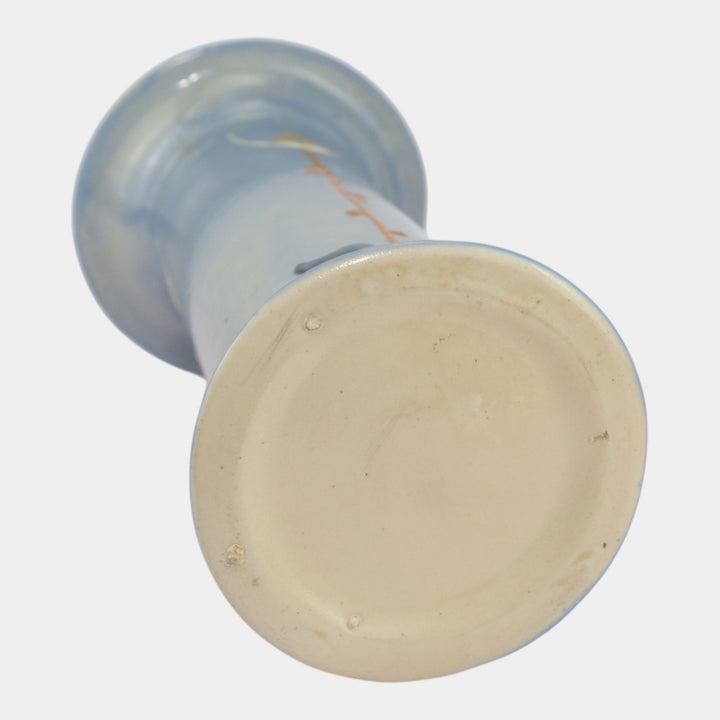 Roseville Aztec Blue 1905 Vintage Arts And Crafts Pottery Squeeze Bag Vase 1