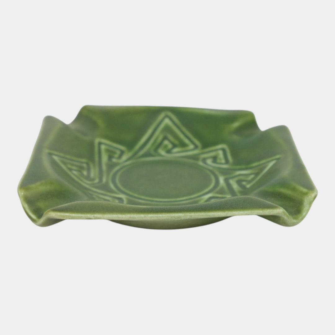 Rookwood 1904 Vintage Pottery Z Line Art Deco Matte Green Geometric Ashtray 490